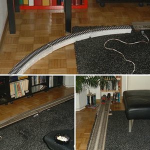 Teppichbahning mit Gartenbahnsegmenten (Spur Null)